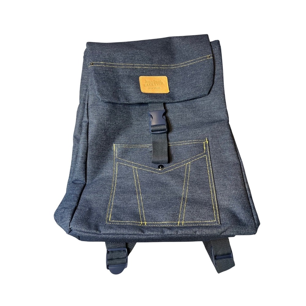 Jean Paul Gaultier Pour Vous Denim Backpack Indigo Blue Vintage Buckle Flap